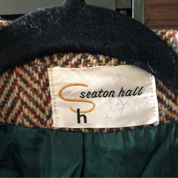 Vintage holiday wool chevron print full button blazer in size S - Picture 10 of 11